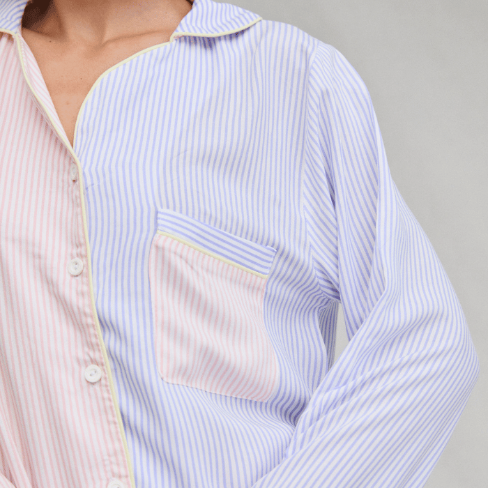 Pijama Conjunto de Pantalón y Blusa Manga Larga de Rayas Rosa - Parsons