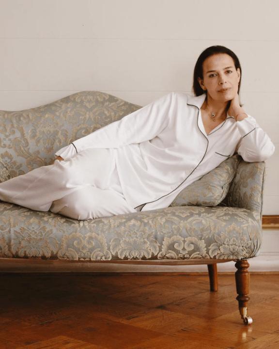 Pijama Manga Larga con Botones y Pantalón de Viscosa - Rosa Parsons