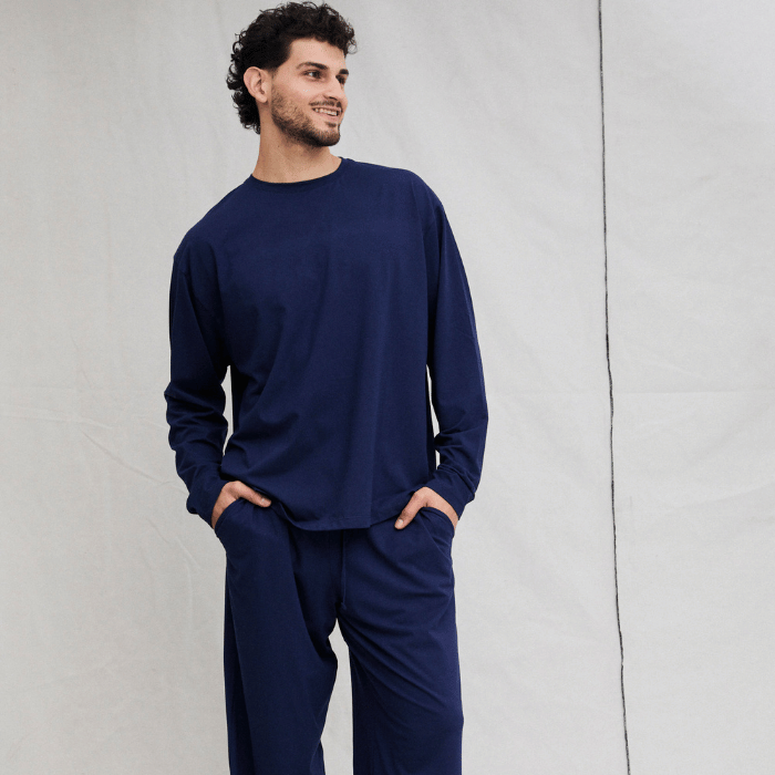 Conjunto de Pijama Antonio Pantalón Largo y Polera Manga Larga de Algodón en Dos Colores - Parsons
