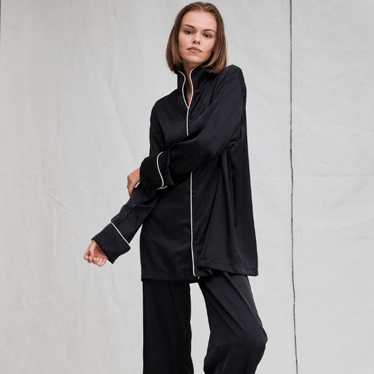 Pijama Pantalón y Manga Larga Unisex Joaquina  color negro y salmón - Parsons