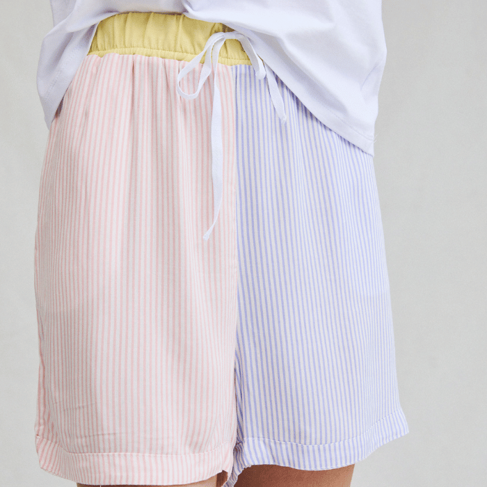 Conjunto de Polera Blanca de Algodón Manga Corta con short de rayas - Parsons