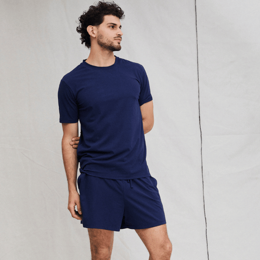 Conjunto de Pijama Osvaldo  Short y Polera Manga Corta de Algodón en verde y azul - Parsons