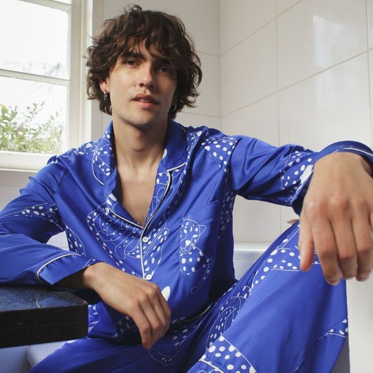 Pijama Unisex Pantalón y Camisa Abotonada con Estampado de Pantera - Parsons